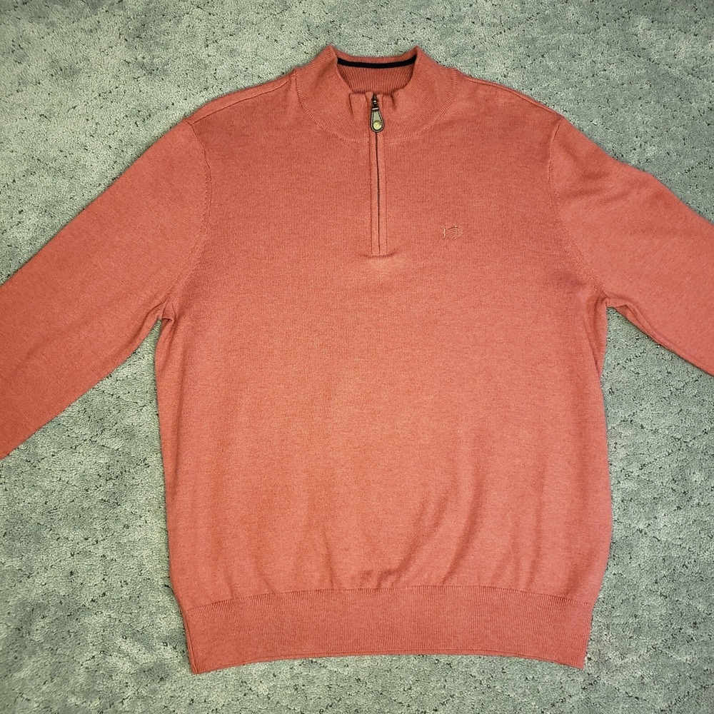Southern Tide Sweater Mens M Red 1/4 Zip Pullover Long Sleeve Skipjack Mock Neck